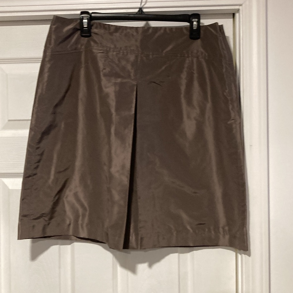 J. Crew brown silk pleat front skirt 14